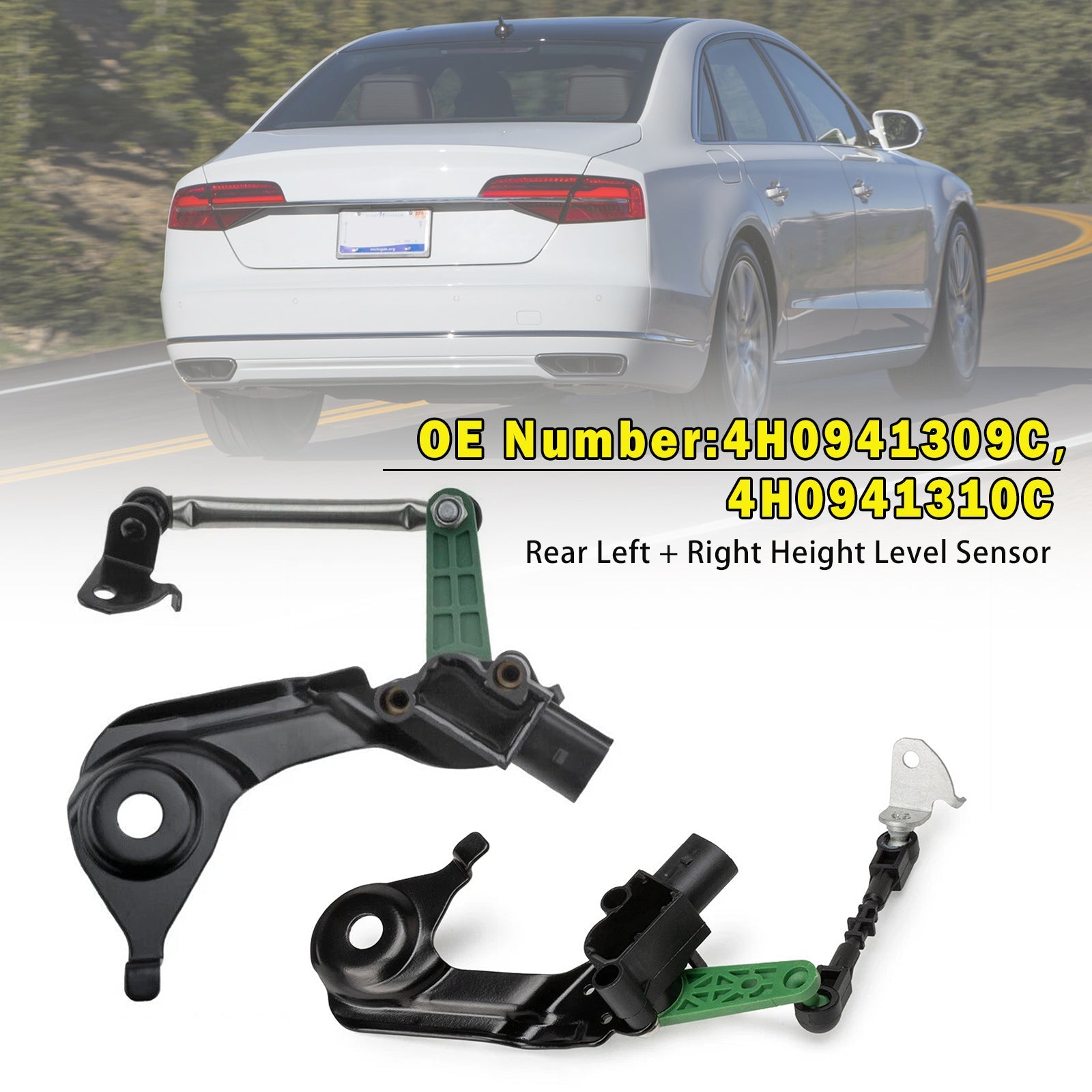 2x Rear Height Level Sensors 4H0941309C 4H0941310C For Audi A6 A8 S6 S7 S8