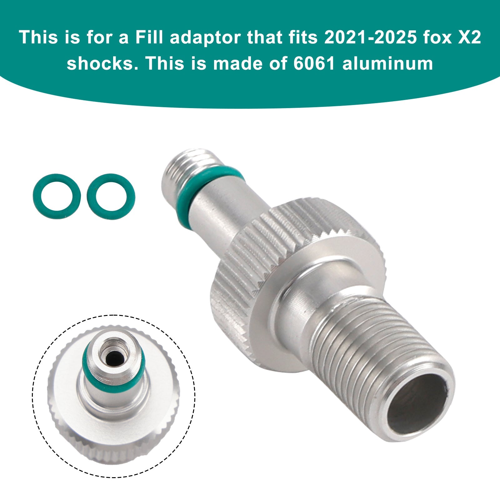 Air Fill Adaptor- clone of fox #803-01-826-Rezi end For Fox X2/DHX2 2021-2025