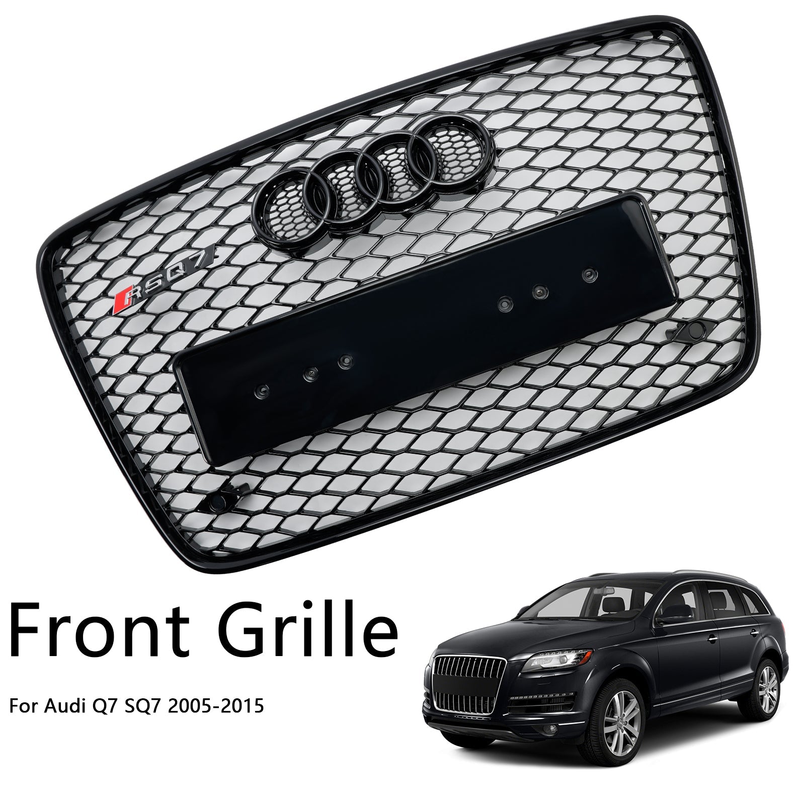 Gloss Black Front Bumper Radiator Vent Mesh Grille Grill Fit Audi Q7 2005-2015