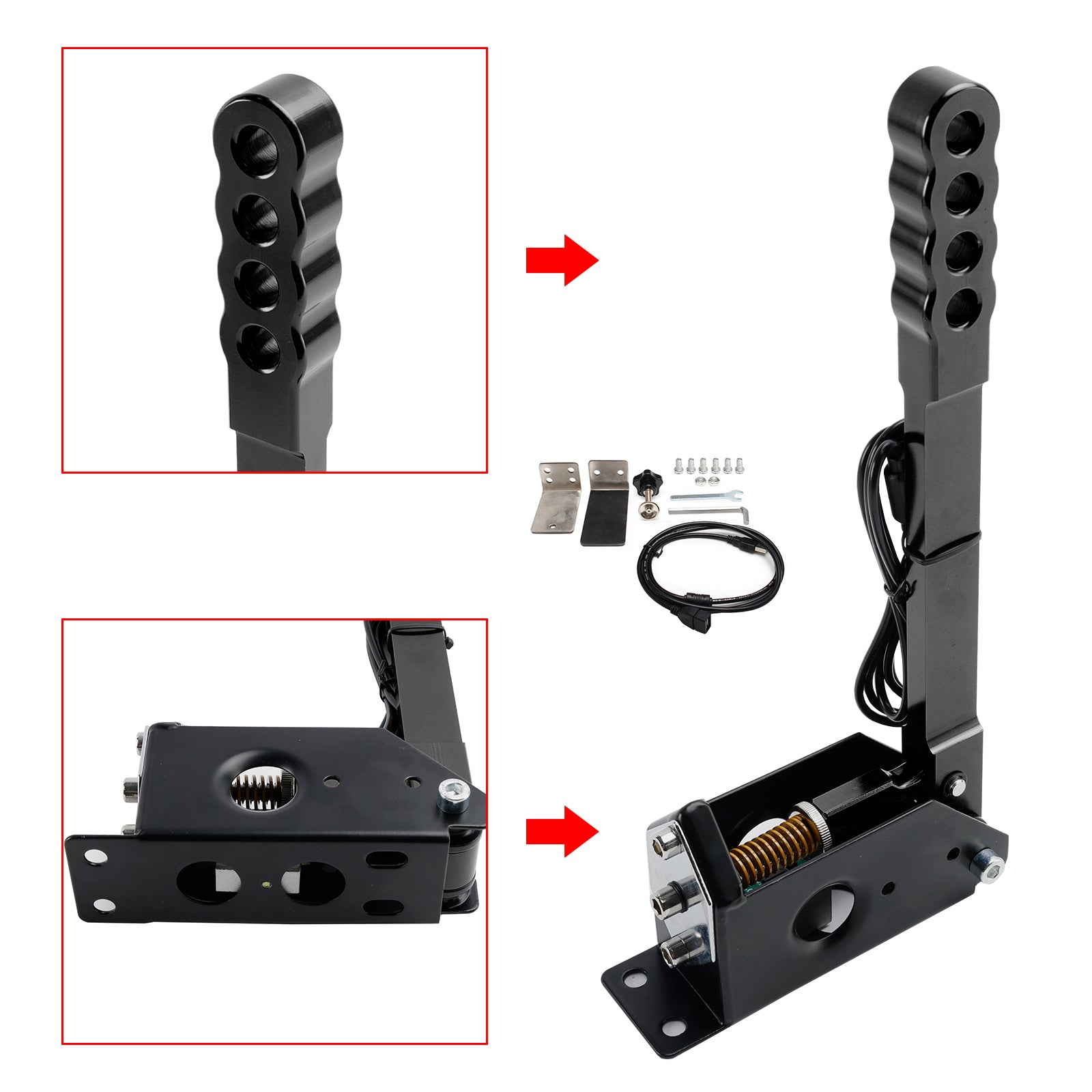 For G25/G29/T300/T500 For Asseto 14Bit PC USB Sim Racing Handbrake with clamp