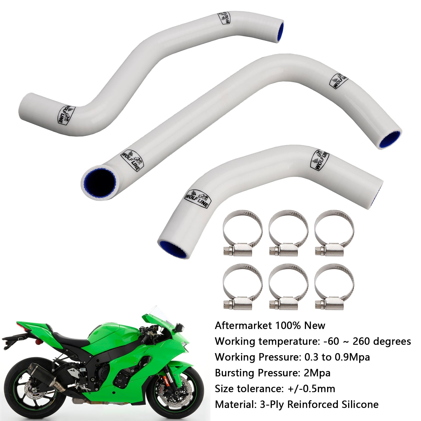 2021-2025 Kawasaki ZX10R ZX-10RR Silicone Radiator coolant Hose