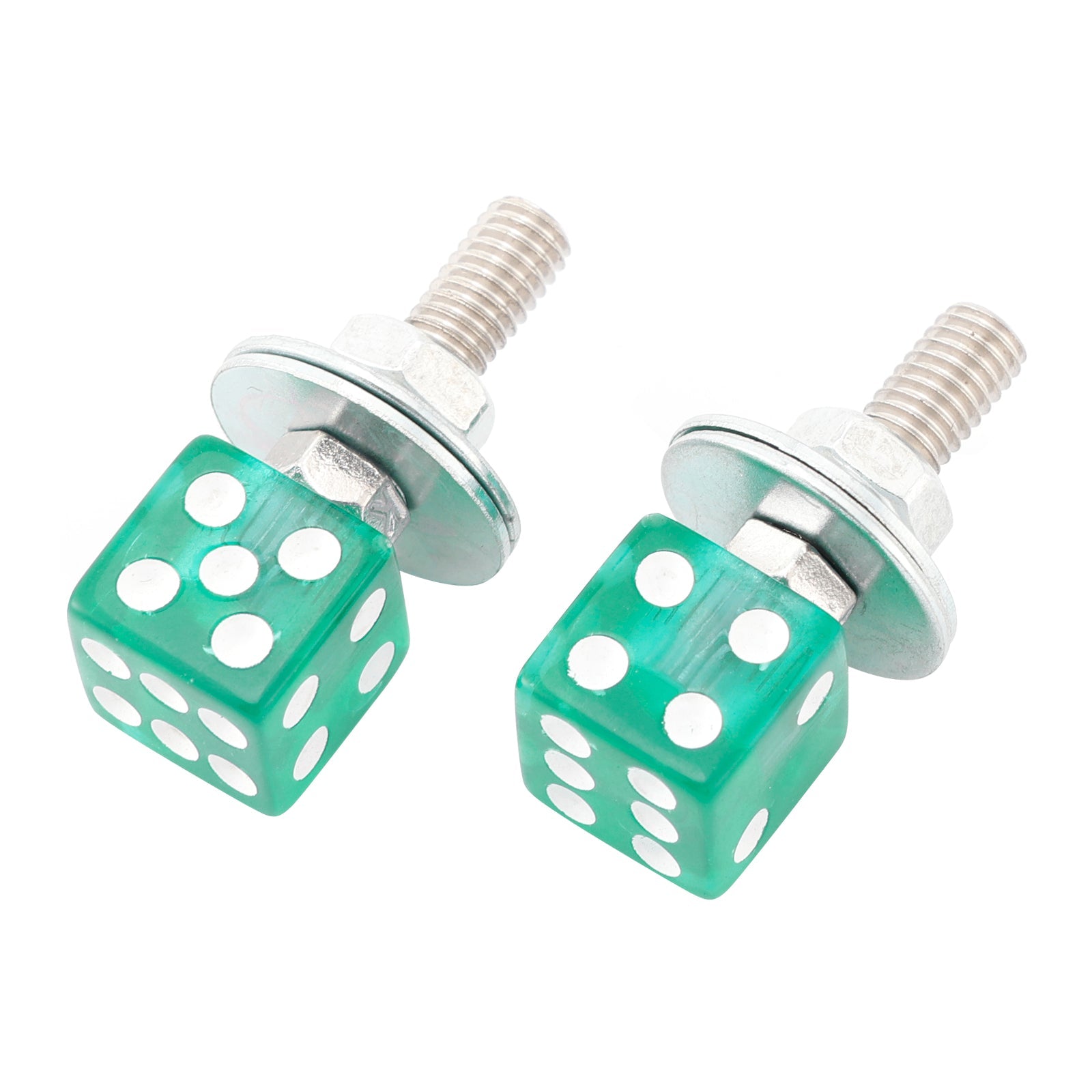 2x Custom DICE License Plate Bolt Screw Green Plastic Motorcycle Chopper Bobber