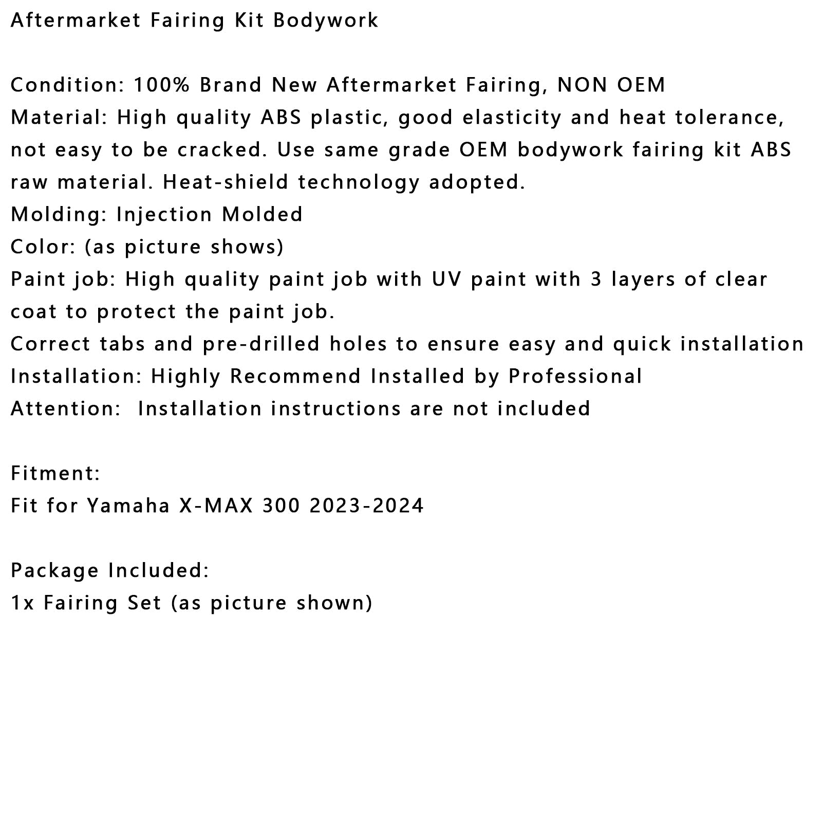 2023-2024 Yamaha X-MAX 300 XMAX Injection Bodywork Fairing Kit