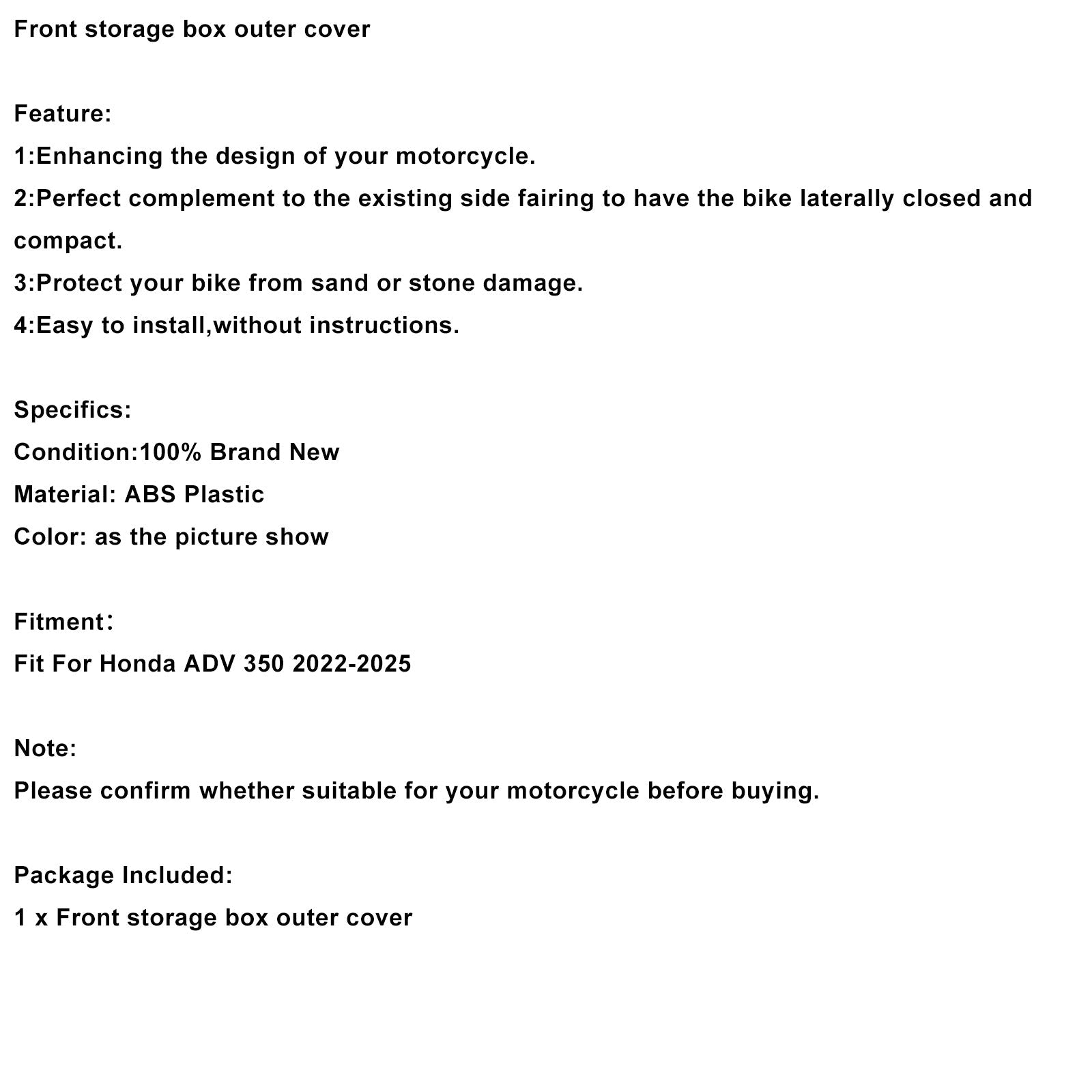 2022-2025 Honda ADV 350 Front storage box outer cover Fairing Cowl