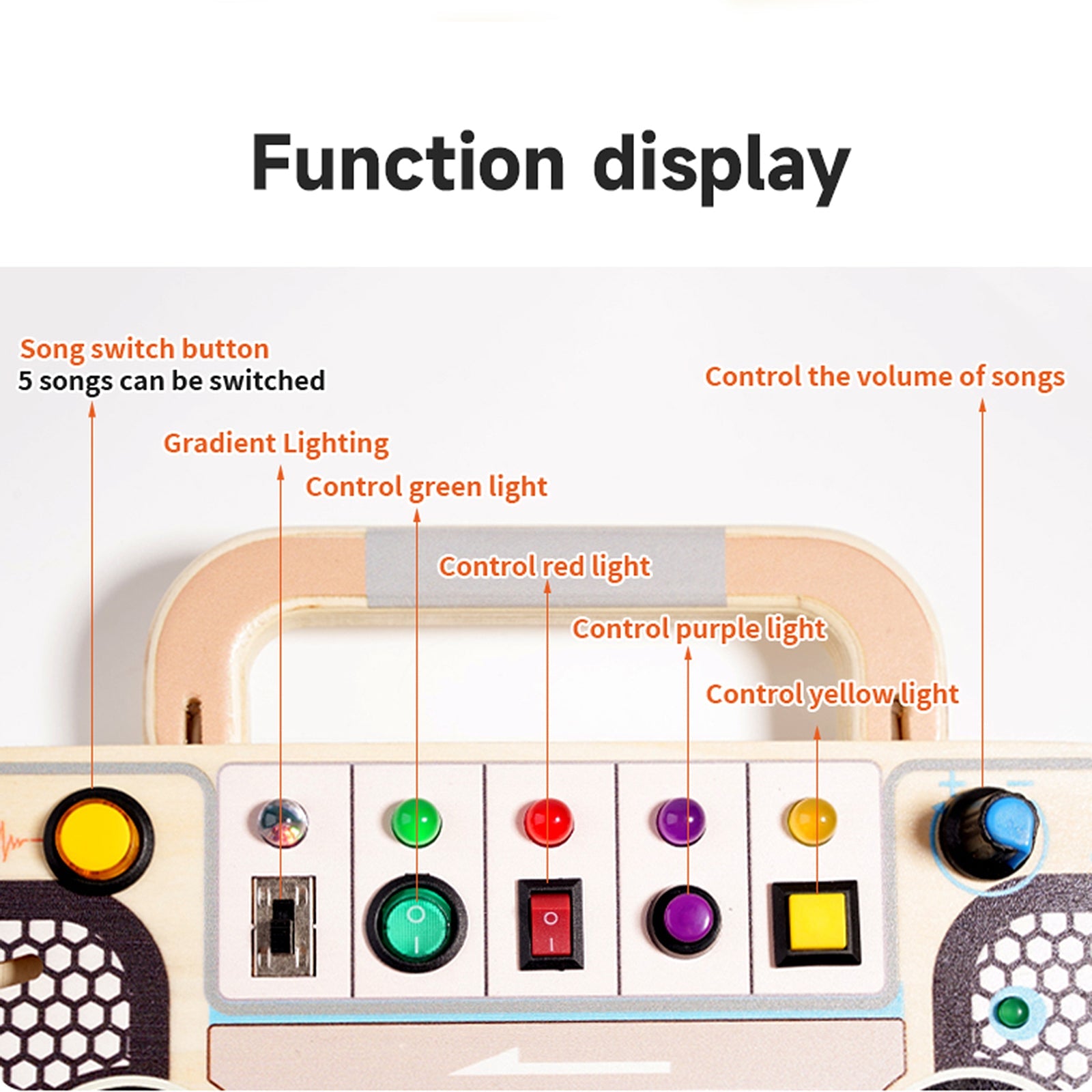Busy Board LED Sensory Light Switch 5 Musical Toggle Switch Kid Montessori Toy