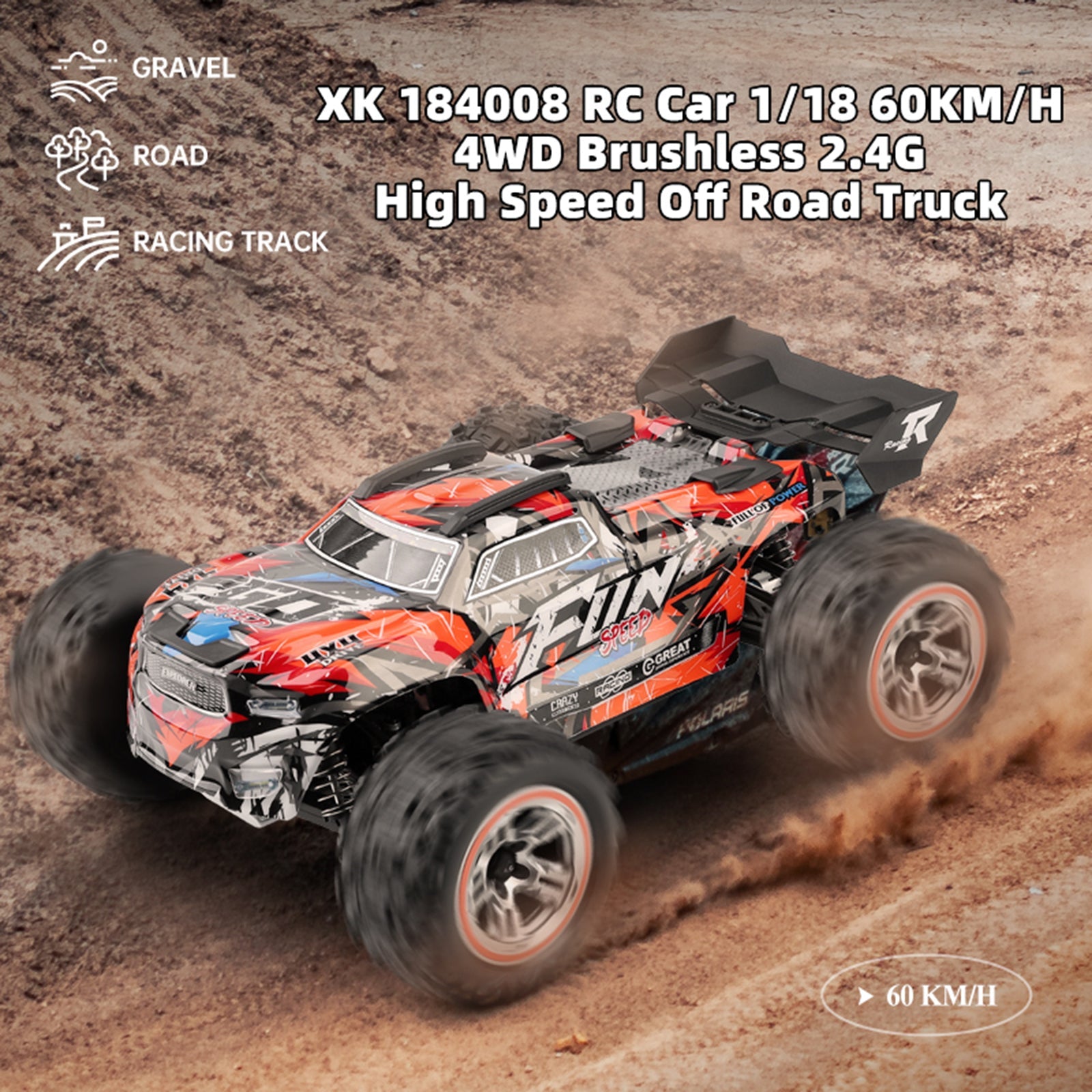 Wltoys XK 184008 RC Car 1/18 60KM/H 4WD Brushless 2.4G High Speed Off Road Truck