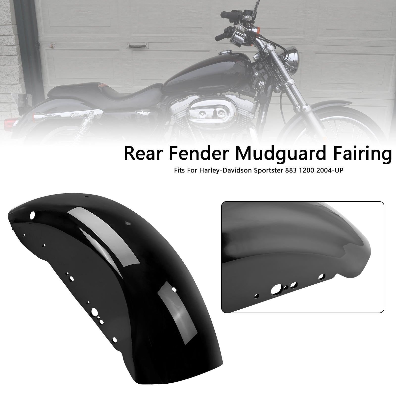 Rear Fender Mudguard Fairing For Sportster 883 1200 2004-UP