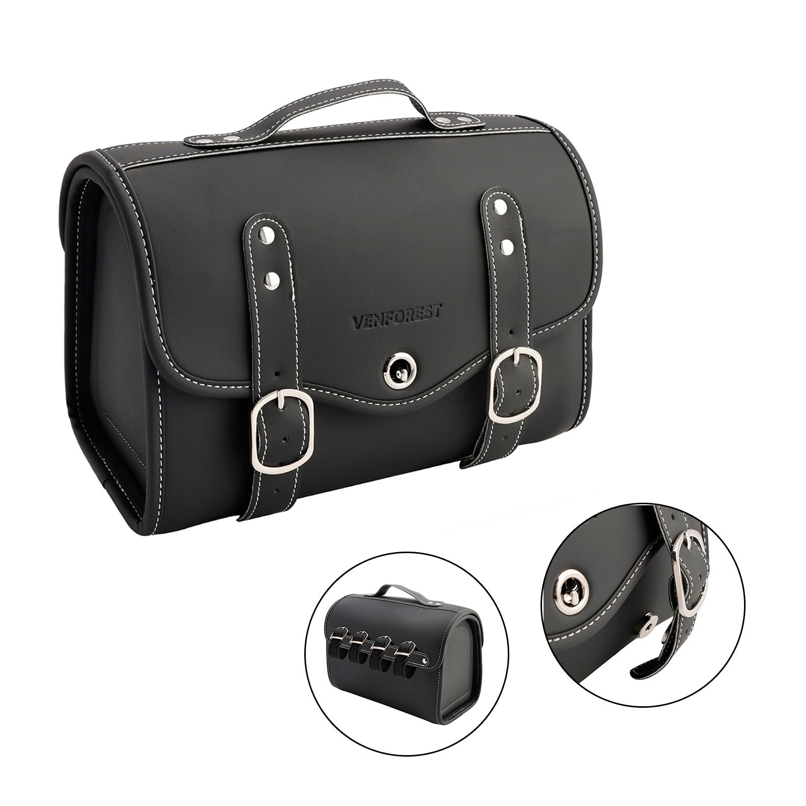 스쿠터, 오토바이용 PU 사이드 테일 백, 새들백, 색상 매칭 러기지, 화이트