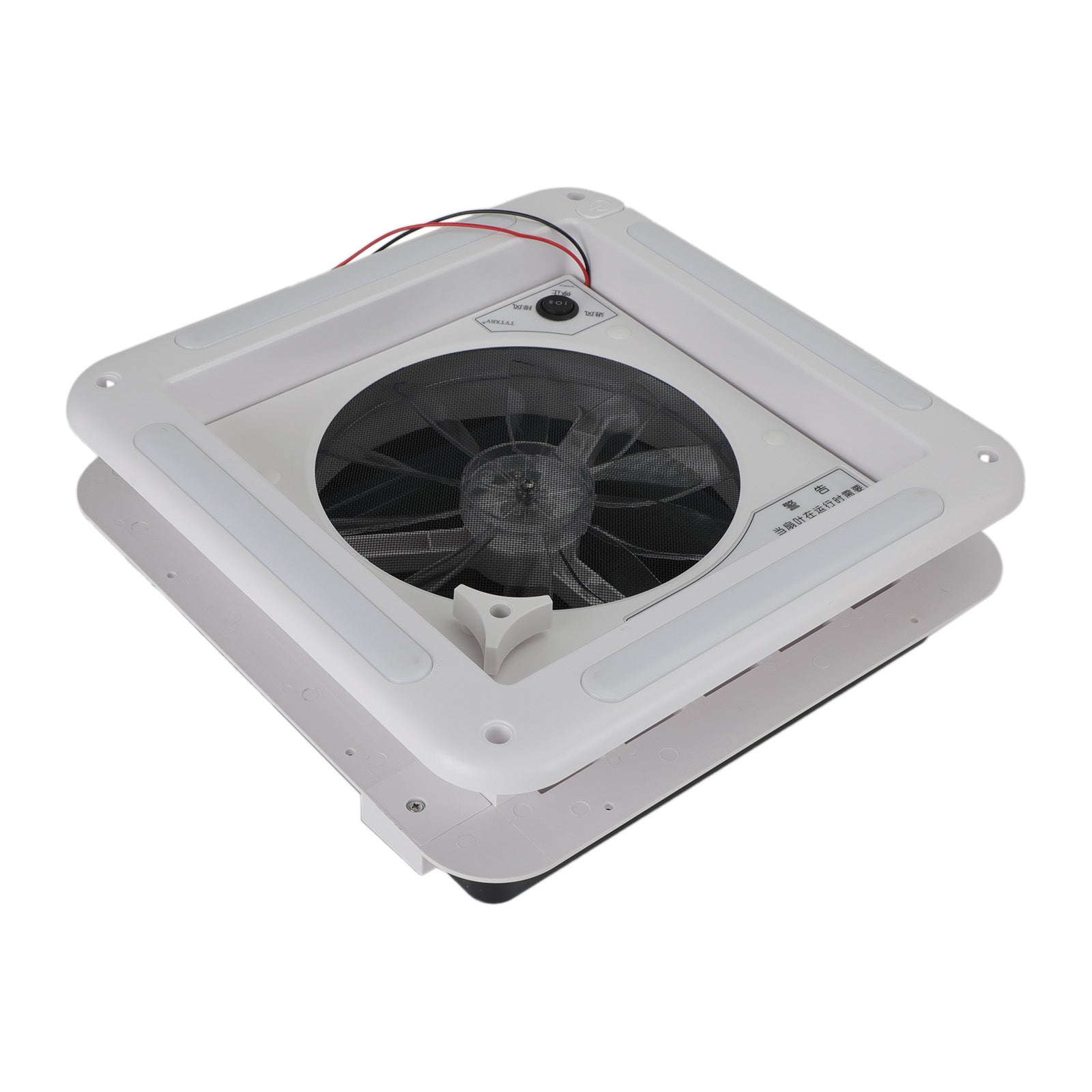 14" RV Caravan Roof Vent 3-Speed Motor RV Fan 12V Skylight With LED Light