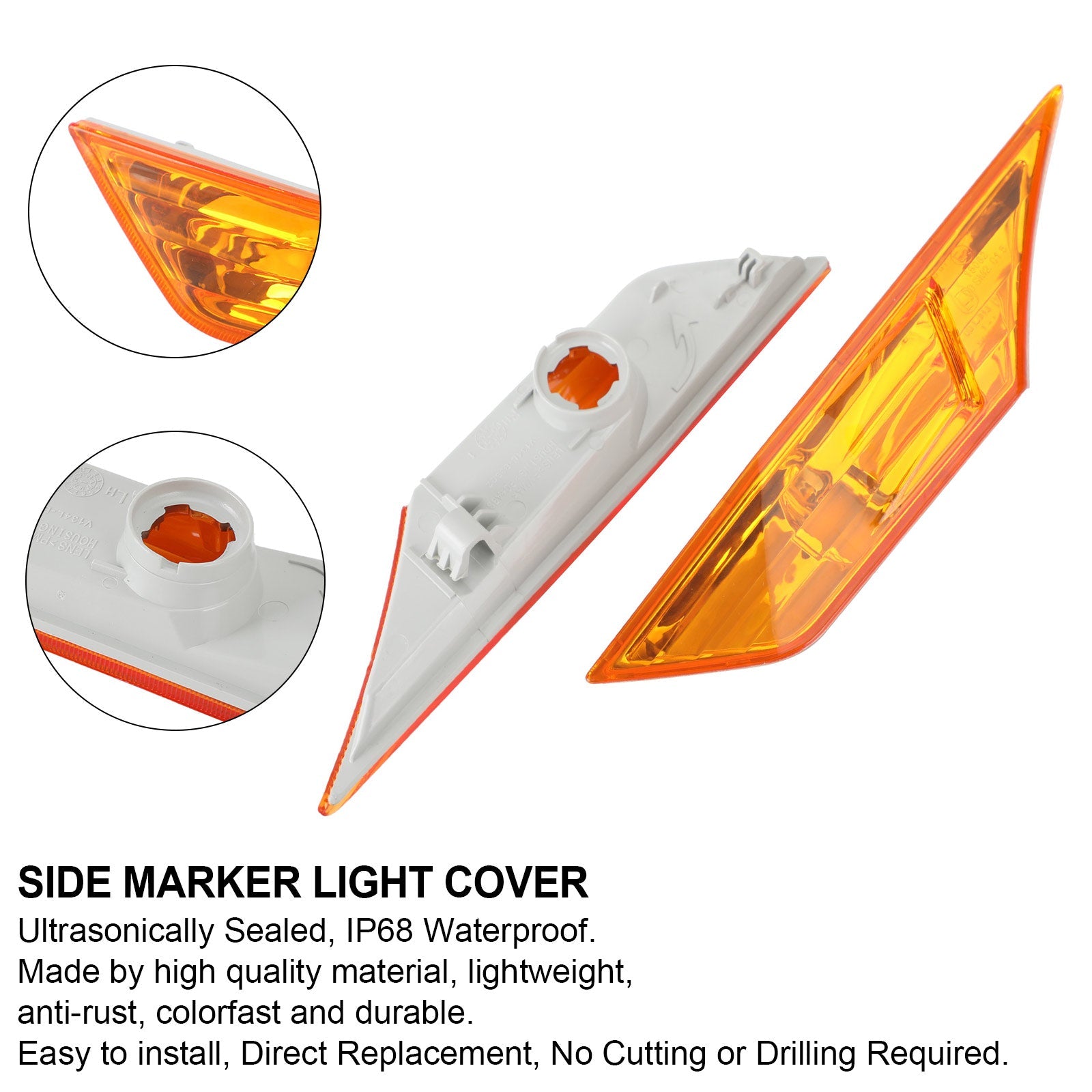 Side Marker Lamp Turn Signal Light Housing for Honda Civic 2016-2021 Amber Generic