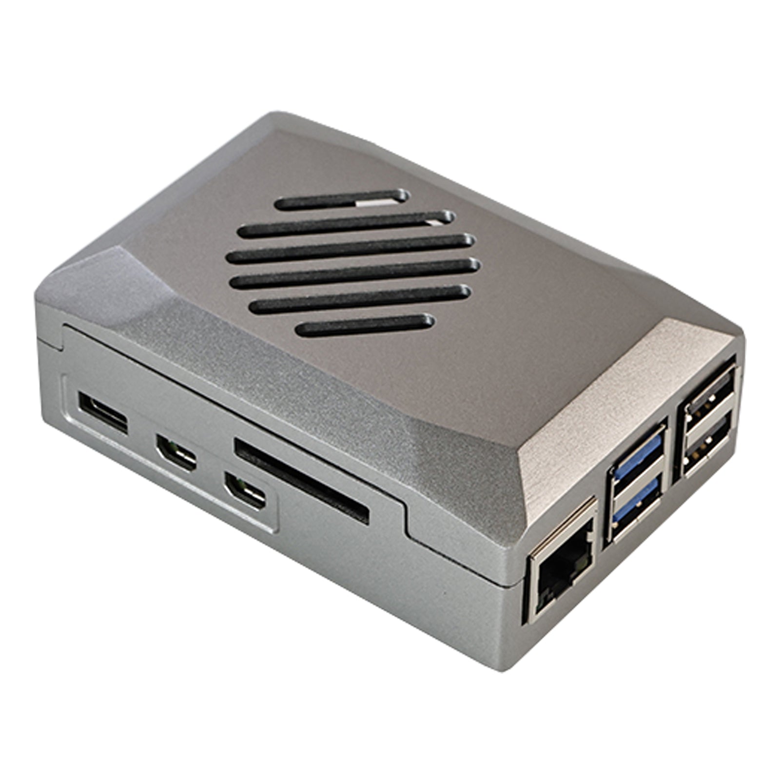 Silver Shadow Shell Raspberry pi5 Caja protectora ABS Material Control de velocidad Ventilador