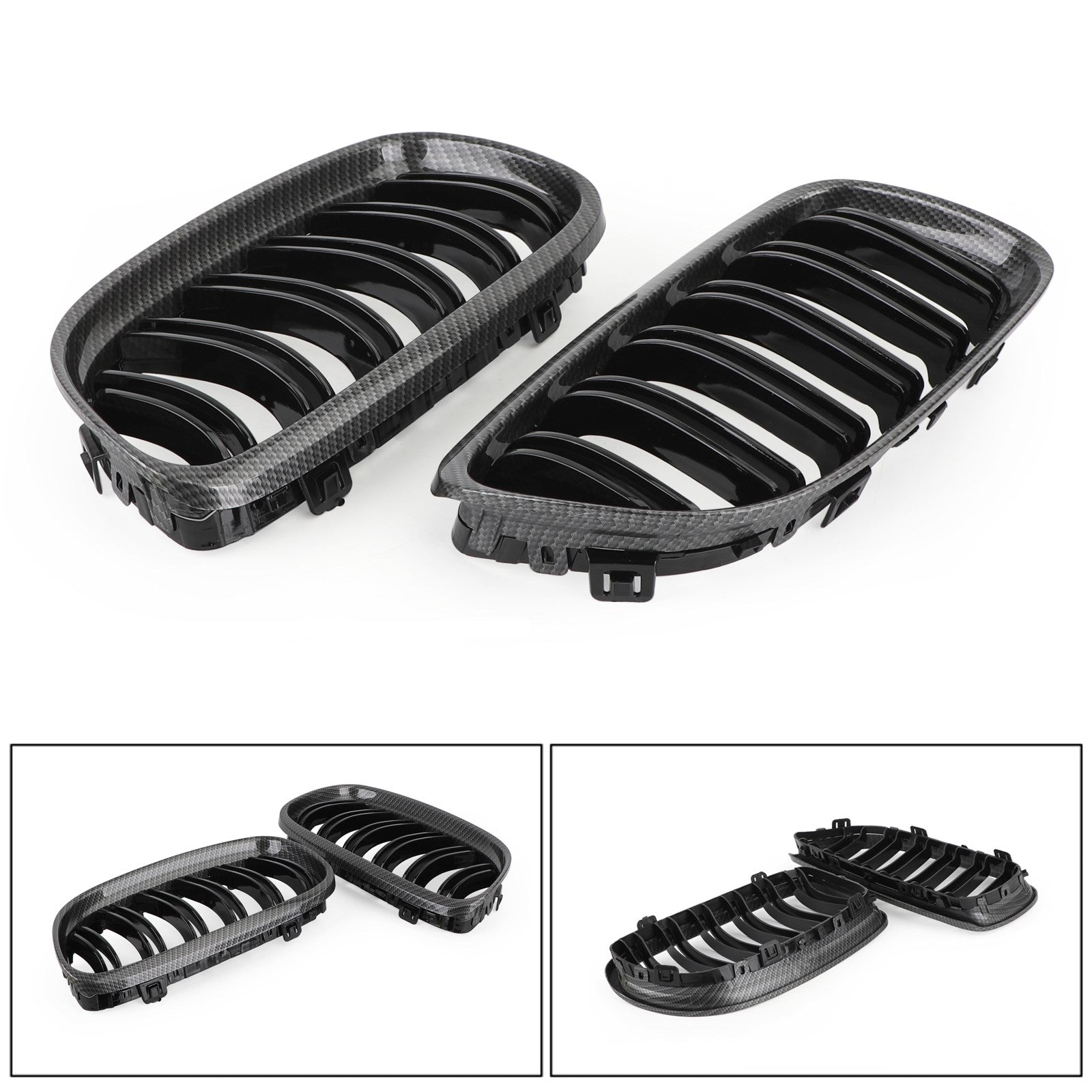 Rejillas de parrilla frontal de fibra de carbono para BMW E90/E91 LCI 3 Series 2008-2012 genérico