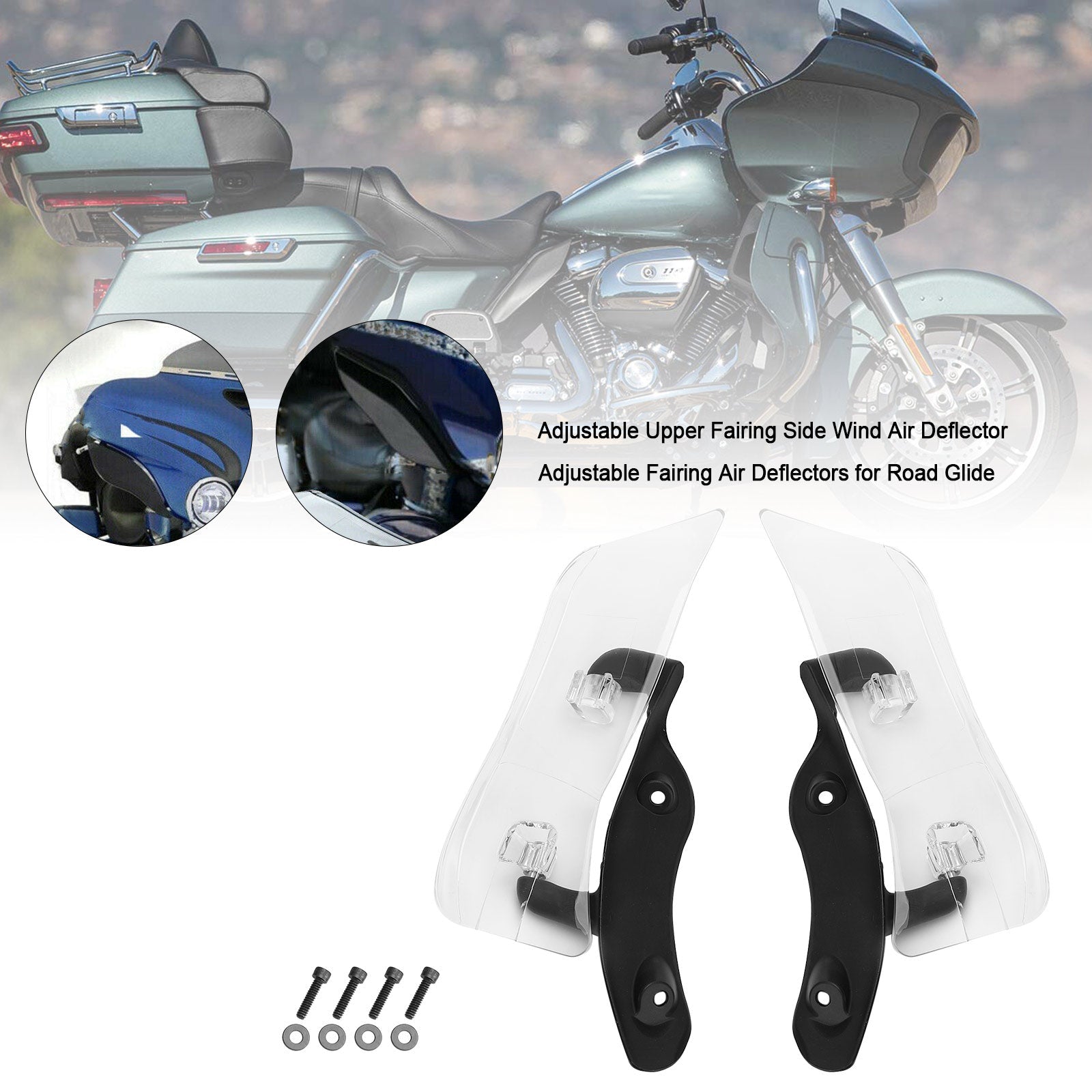 Deflector de aire de viento lateral de carenado superior ajustable para Road Glide 2015-2020 genérico