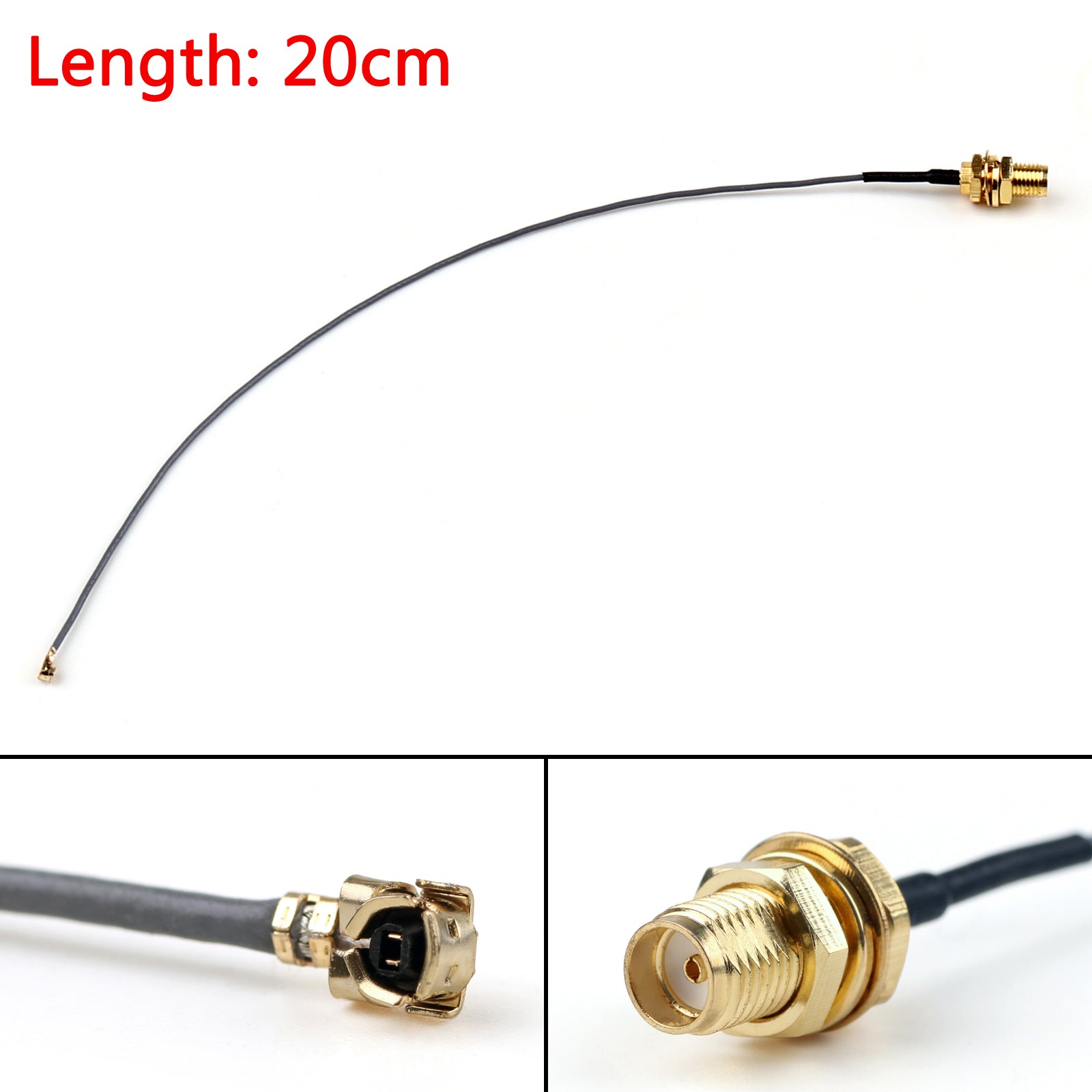 Conector de mamparo hembra SMA de 20 cm a tarjeta IPX U.FL PCI de 1,13 mm con coleta de 8 pulgadas