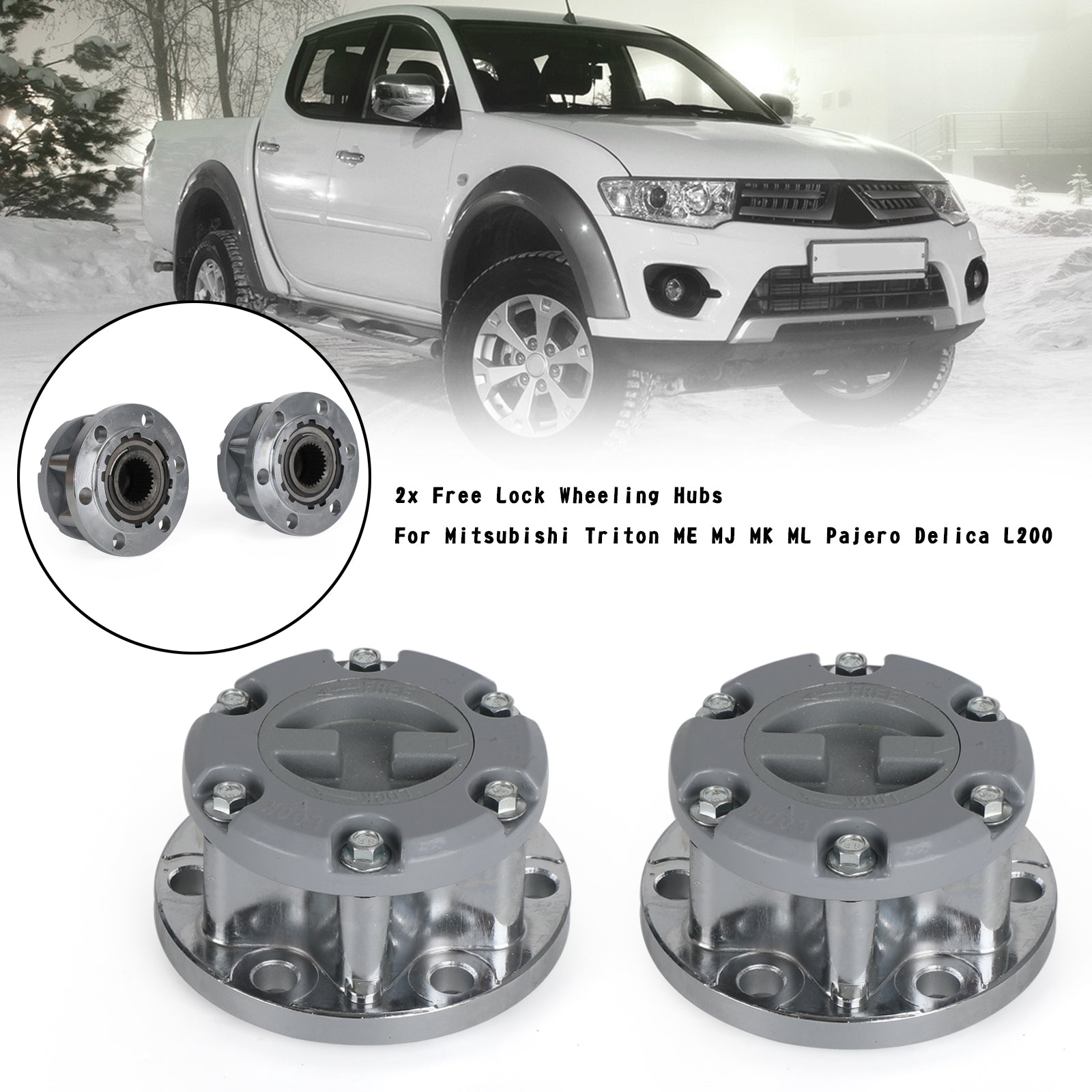 2 cubos de ruedas de bloqueo gratis para Mitsubishi Triton ME MJ MK ML Pajero Delica L200 genérico