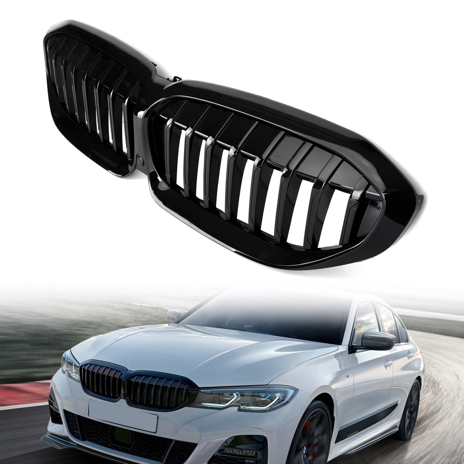 3 Series G20 2019-2020 BMW Gloss Black Kidney Grill Rejilla de repuesto 51138072085 Genérico