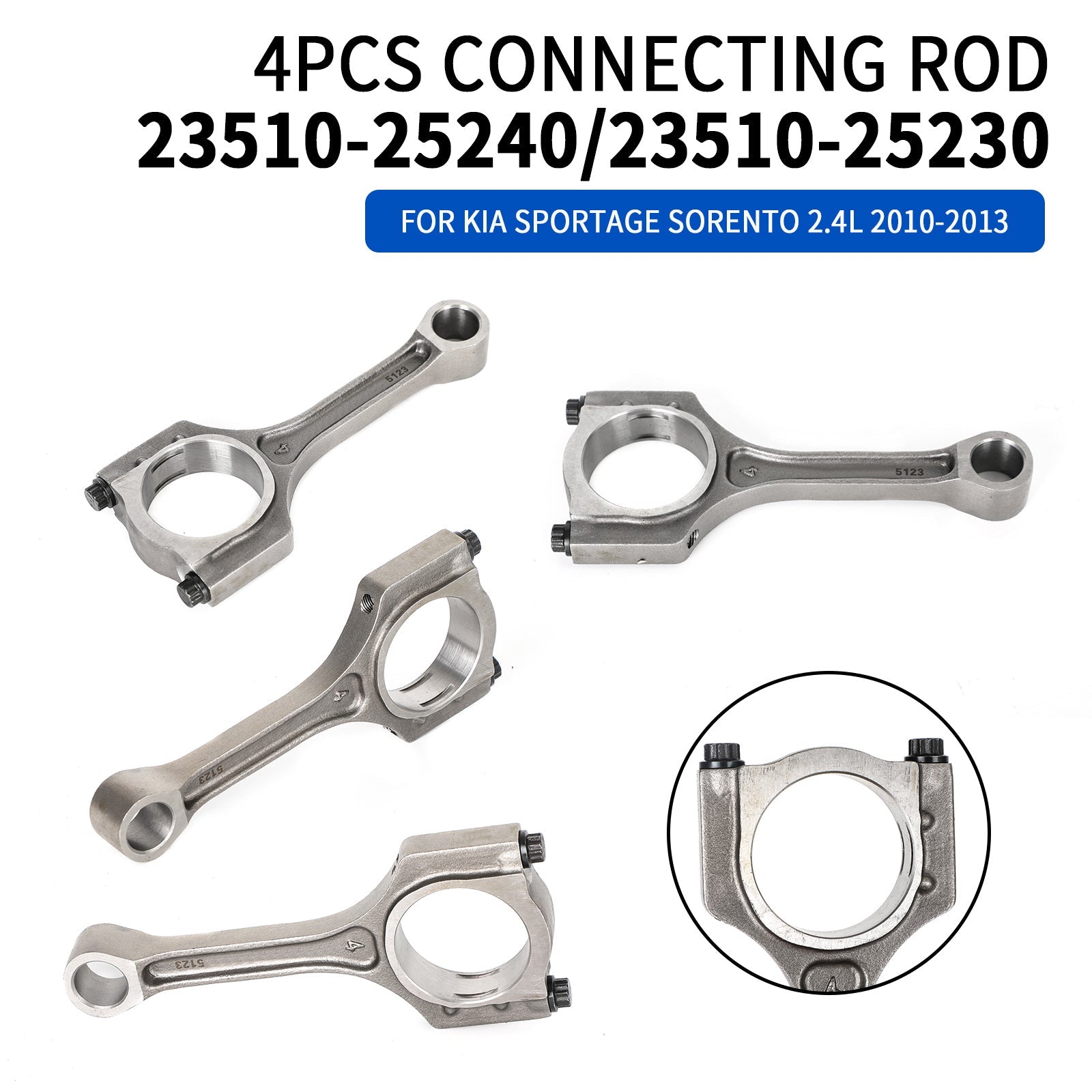 4X Connecting Rod 23510-25240 For Hyundai Kia Sonata Optima Tucson Sportage 2.4L Fedex Express Generic