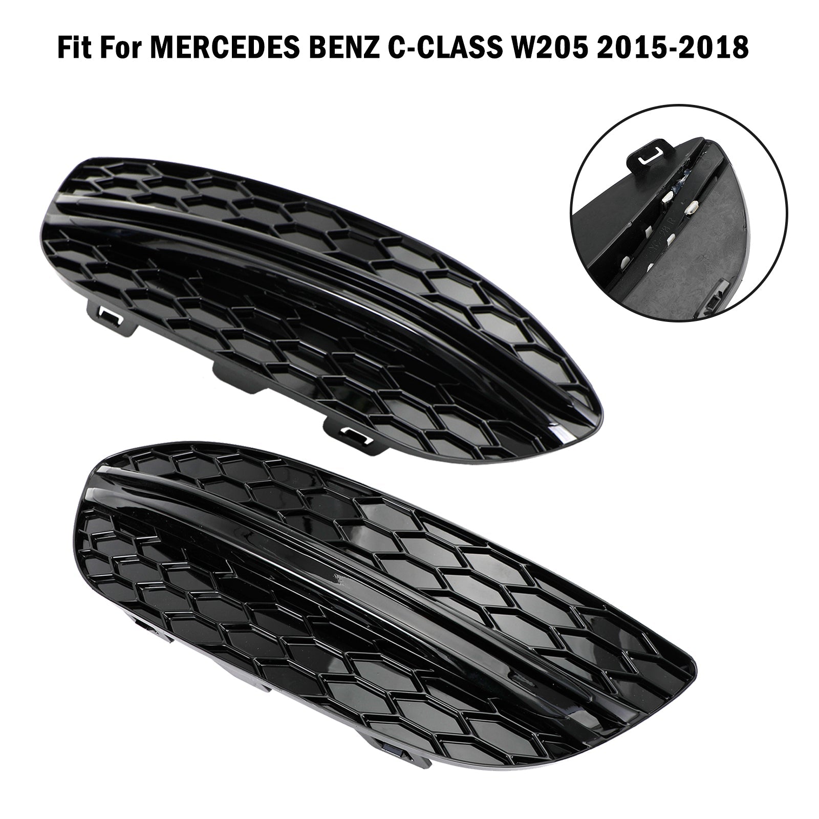 MERCEDES BENZ C-CLASS W205 2015-2018 Base Sedan 2PCS Front Fog Light Cover