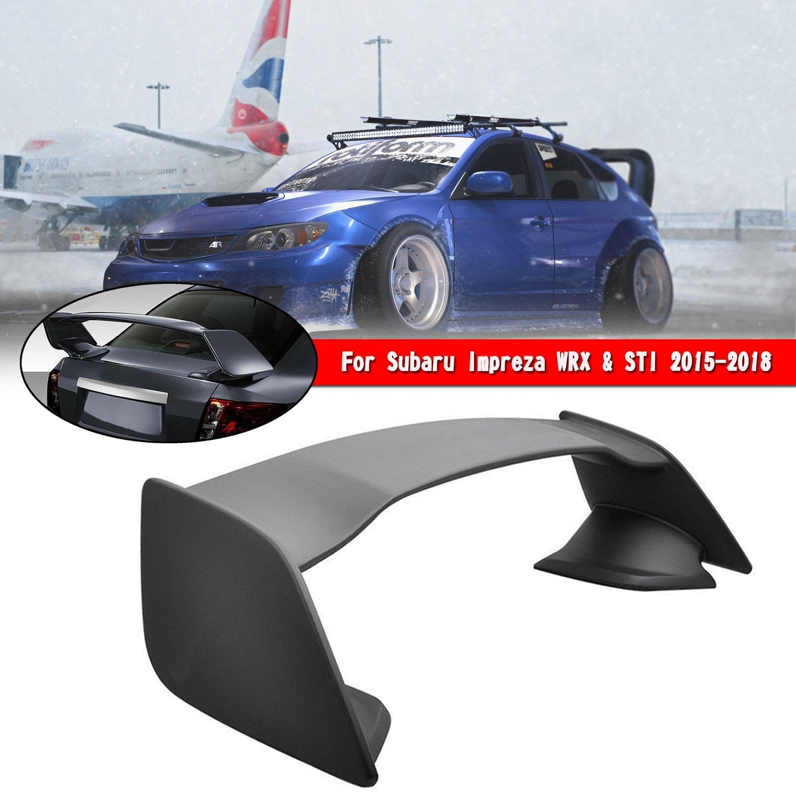 JDM OE Style ABS Rear Trunk Wing Spoiler Fits WRX STI 4DR Sedan 2015-2018 Generic