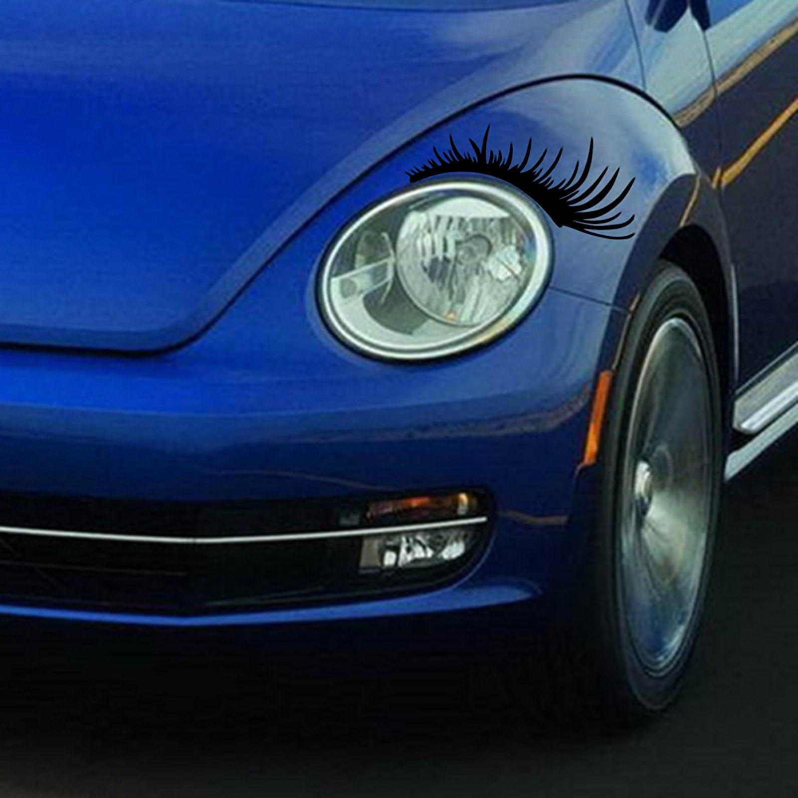 Car Headlight Eyelash Sticker Eyebrow Decal for Porsche Volkswagen Beetle Black Generic