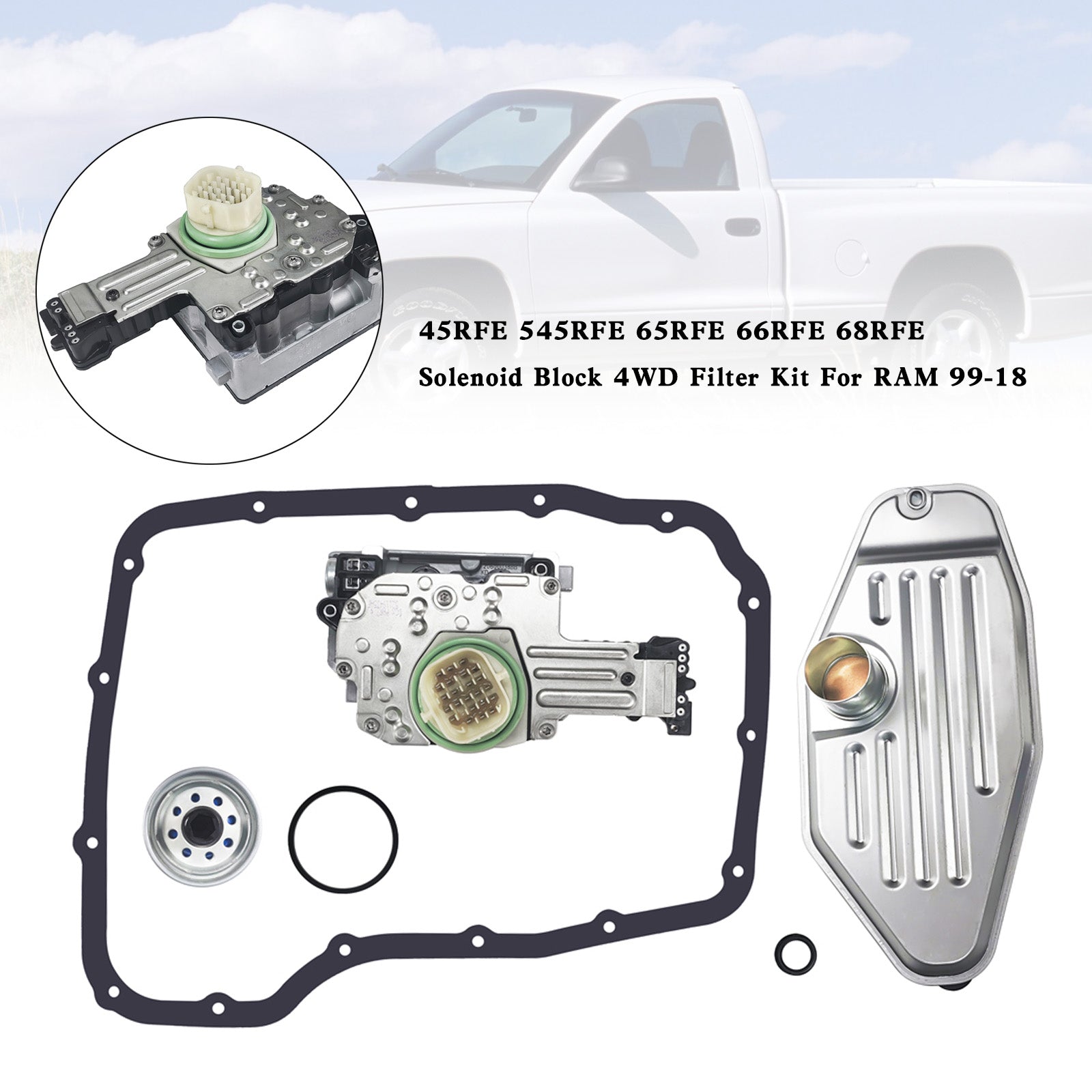 Jeep Commander 2006-2010 5 SP R/4WD L6 3.7L V8 4.7L 5.7L 5-45RFE Solenoid Block 4WD Filter Kit