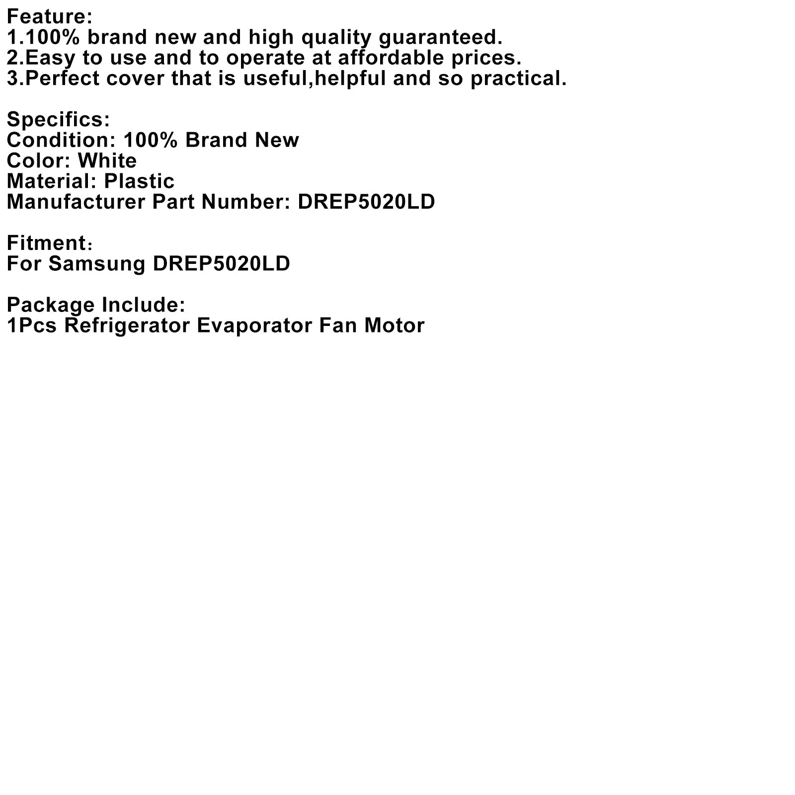 Reemplazo del motor del ventilador del evaporador del refrigerador para Samsung Refrige DREP5020LD