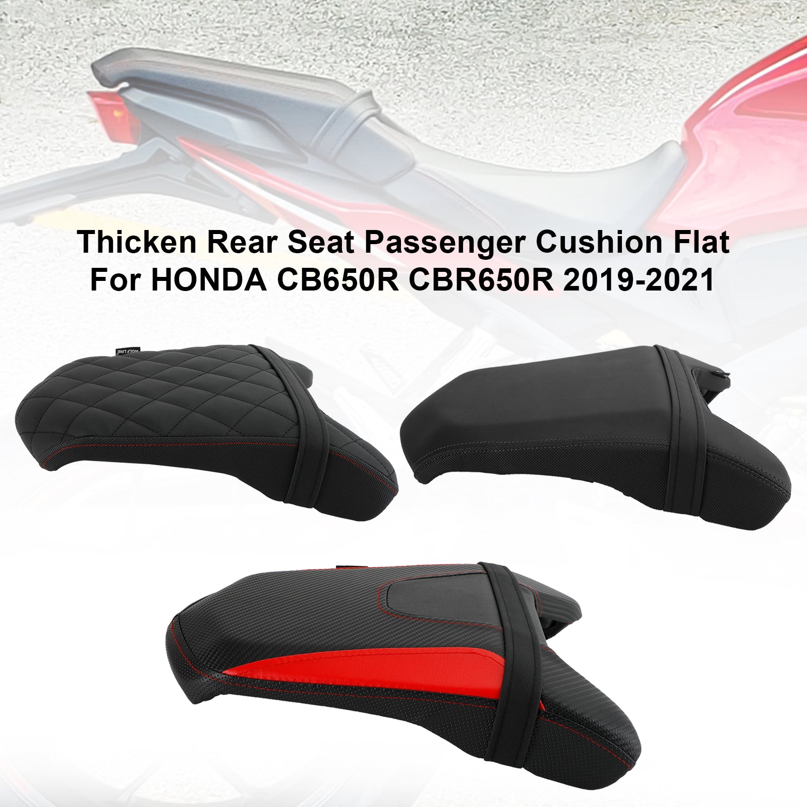 2019-2021 HONDA CB650R CBR650R Cojín de pasajero de asiento trasero grueso plano