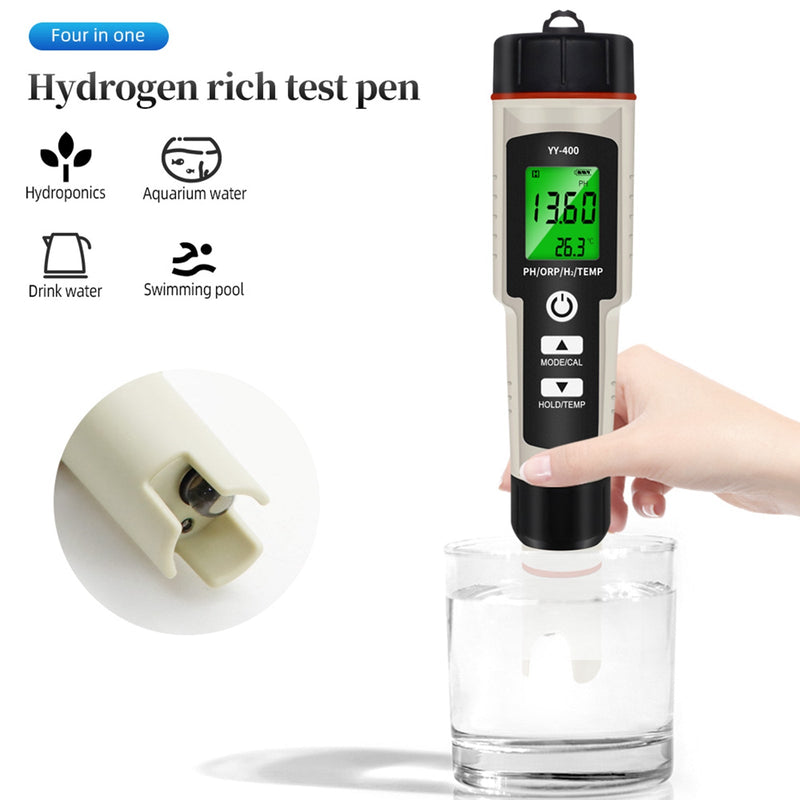 قلم اختبار محمول 4 في 1 غني بالهيدروجين PH/ORP/TEMP جهاز قياس جودة المياه
