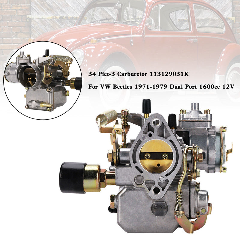 Carburador 34 Pict-3 113129031K para VW Beetles 1971-1979 puerto dual 1600cc 12V