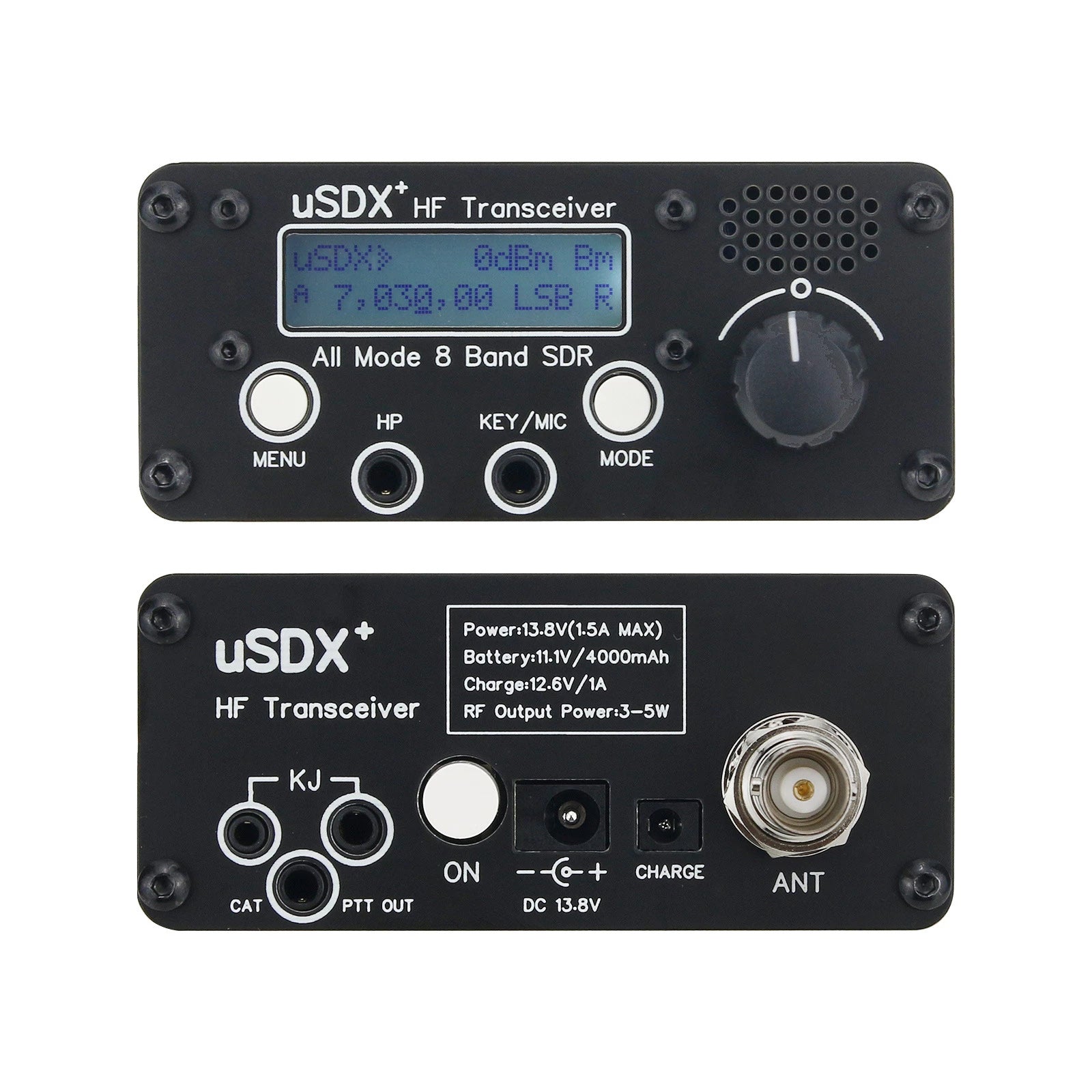 جهاز إرسال واستقبال USDX + HF جديد HF Ham راديو QRP CW جهاز إرسال واستقبال 3W-5W كل الوضع 8 نطاقات