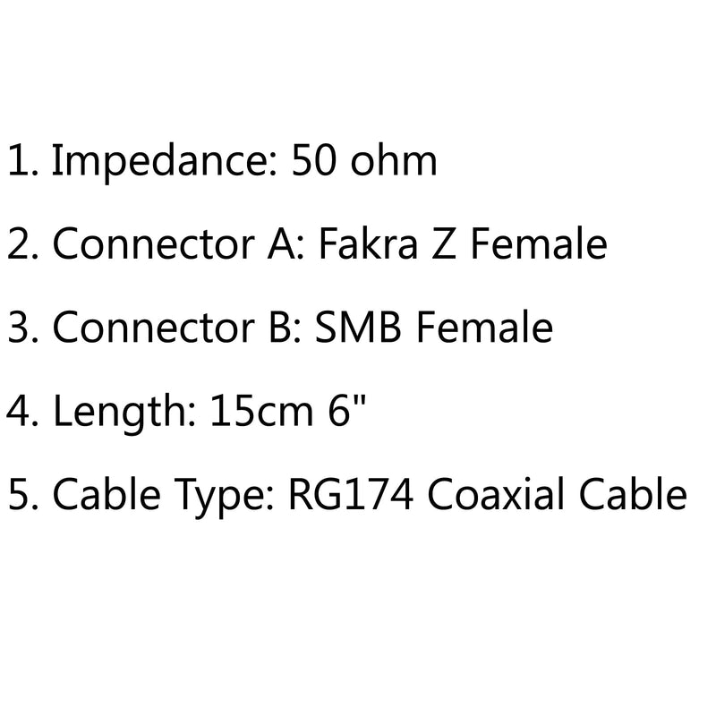 4??Fakra Z Hembra Jack a SMB Hembra RF 15CM RG174 Cable para codificación neutral