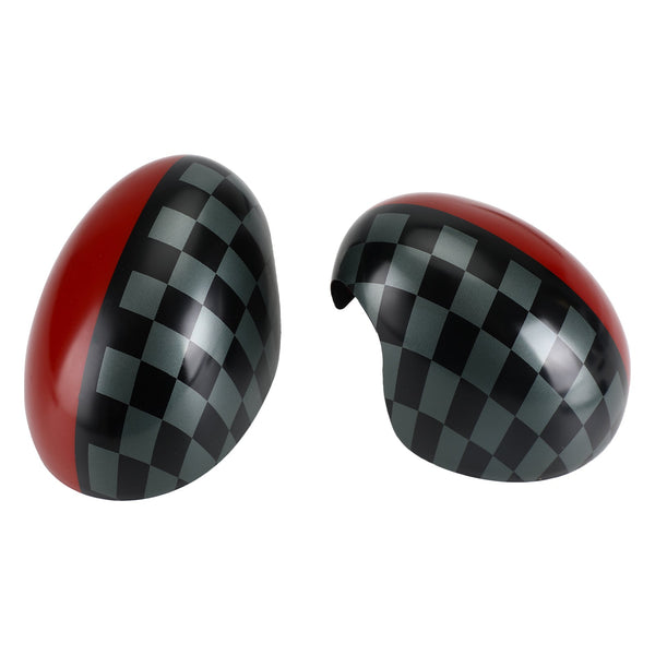 غطاء مرآة أحمر أسود/رمادي مربع الشكل لسيارة MINI Cooper Hardtop F55 F56 Generic