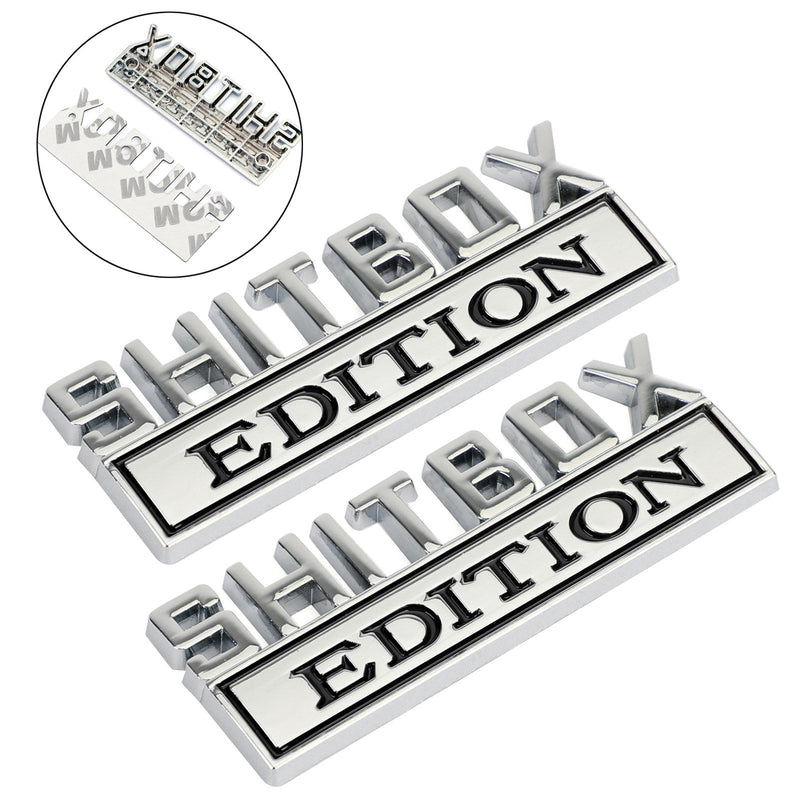 2 قطعة Shitbox Edition شعار شارات ملصقات لشاحنة سيارة Ford Chevr