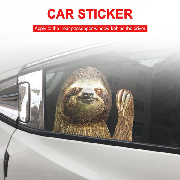 Car Window Sticker Person Size Passenger Side Right Sloth Waving Funny Universal Generic
