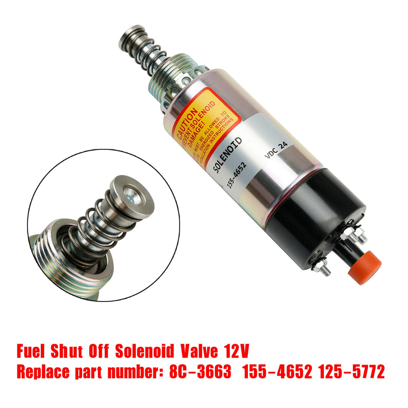 Válvula solenoide de cierre de combustible 8C-3663 155-4652 125-5772 para CAT 3126 3114 3116