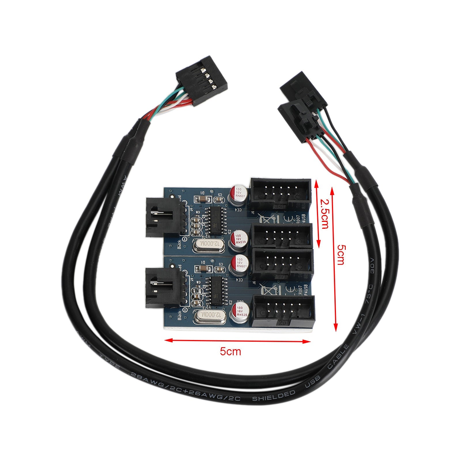 Extensor de conector de extensión de placa base hembra de 1 a 4 cabezales USB de 9 pines