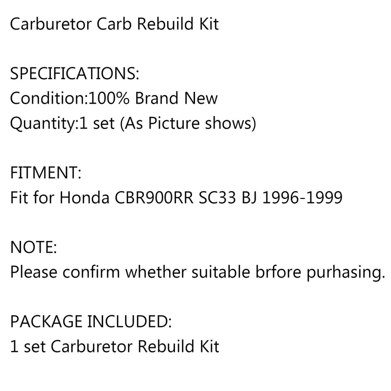 Motorcycle Carburetor Repair Rebuild Kit for Honda CBR900RR SC33 BJ 1996-1999 Generic