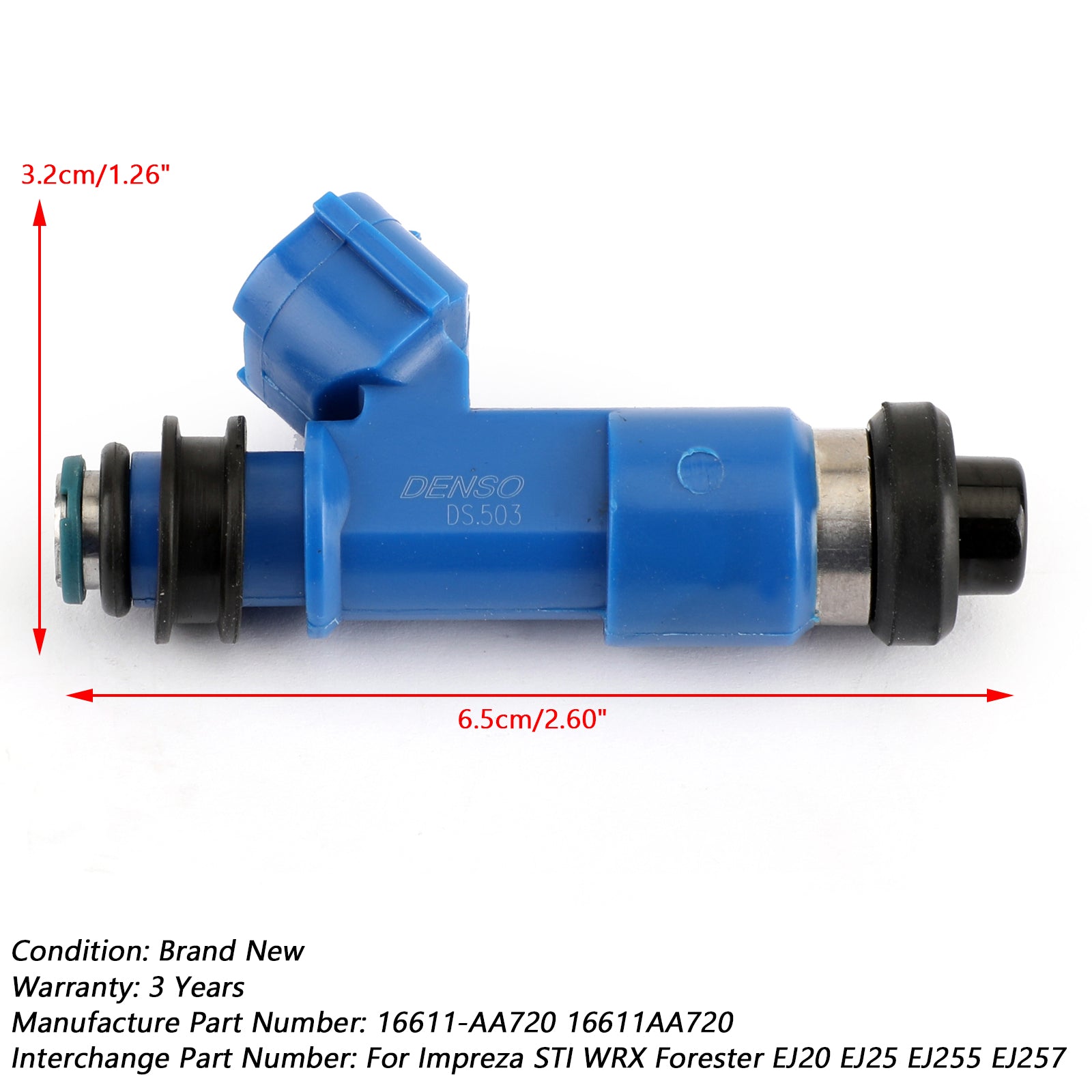 4 inyectores de combustible azul oscuro de 565 cc aptos para WRX / STI 16611-AA720 2.5L genérico