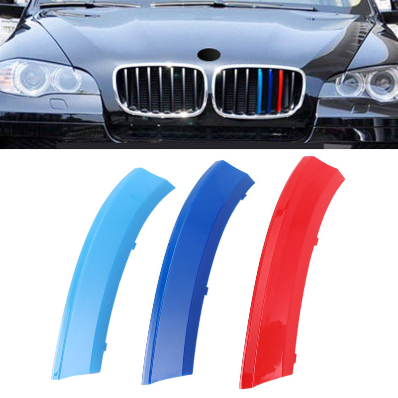 Tri-Colour Front Grille Grill Cover Strips Clip Trim For BMW X5 2008-2013 Generic