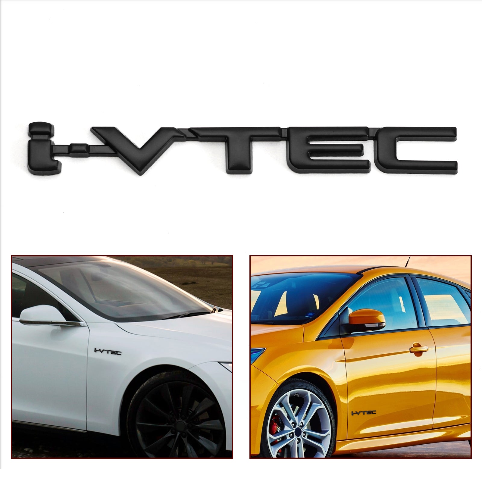 ملصقات معدنية ثلاثية الأبعاد i-VTEC لصندوق السيارة الخلفي Turbo Fender شعار شارة ملصقات فضية عامة