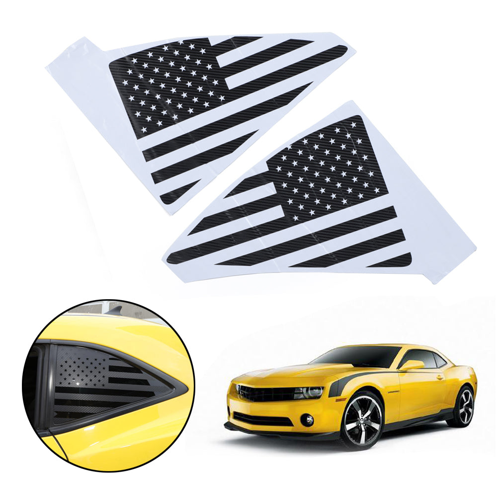 Rear Triangle Quarter Window USA Flag Decal Sticker Trim For Camaro 2010-2015 Generic