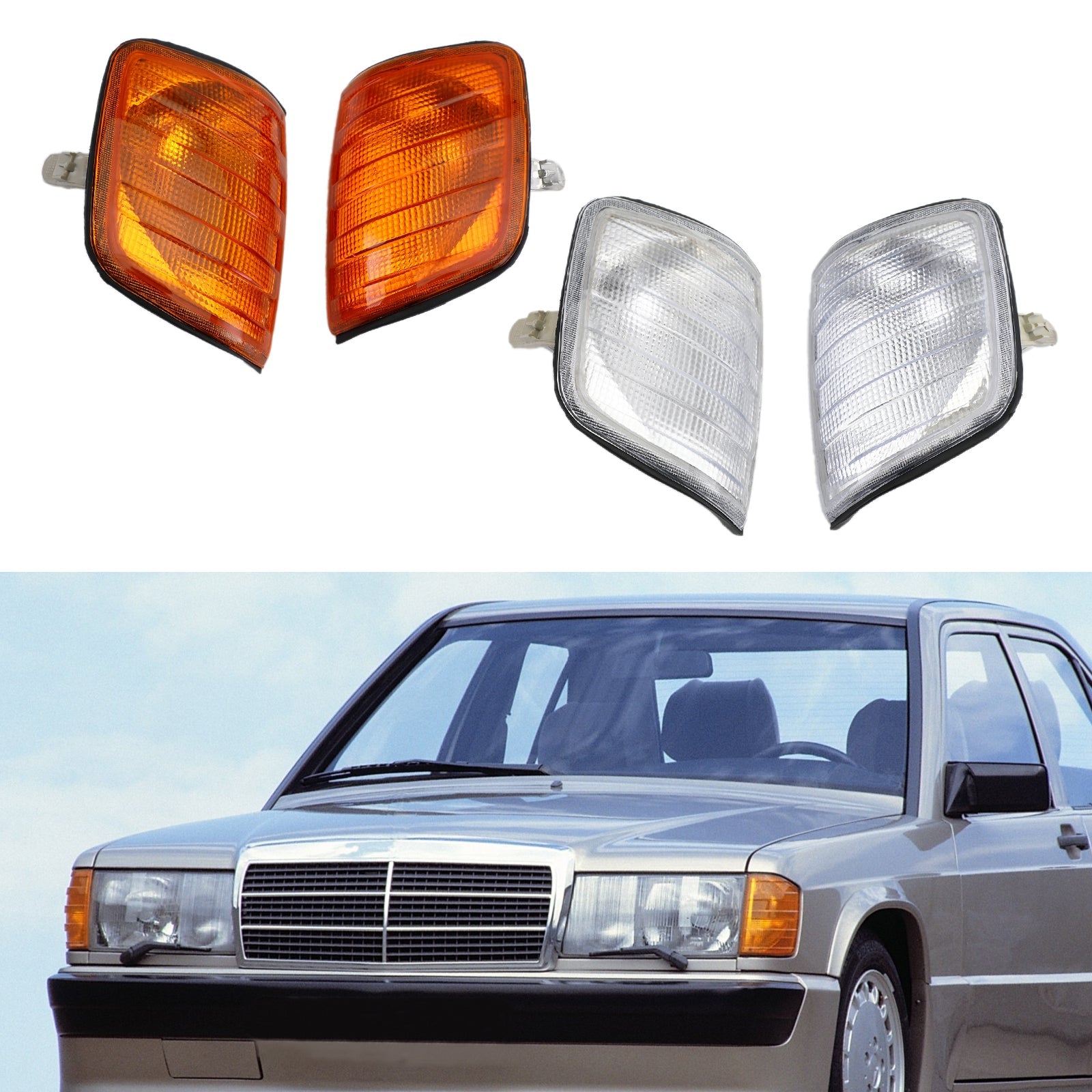 زوج مصابيح ركن السيارة لسيارة Mercedes-Benz E-Class W124 1986-1993 Generic