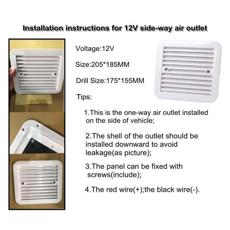 12V RV Caravan Side Air Trailer Vent Ventilación Refrigeración Ventilador de escape silencioso