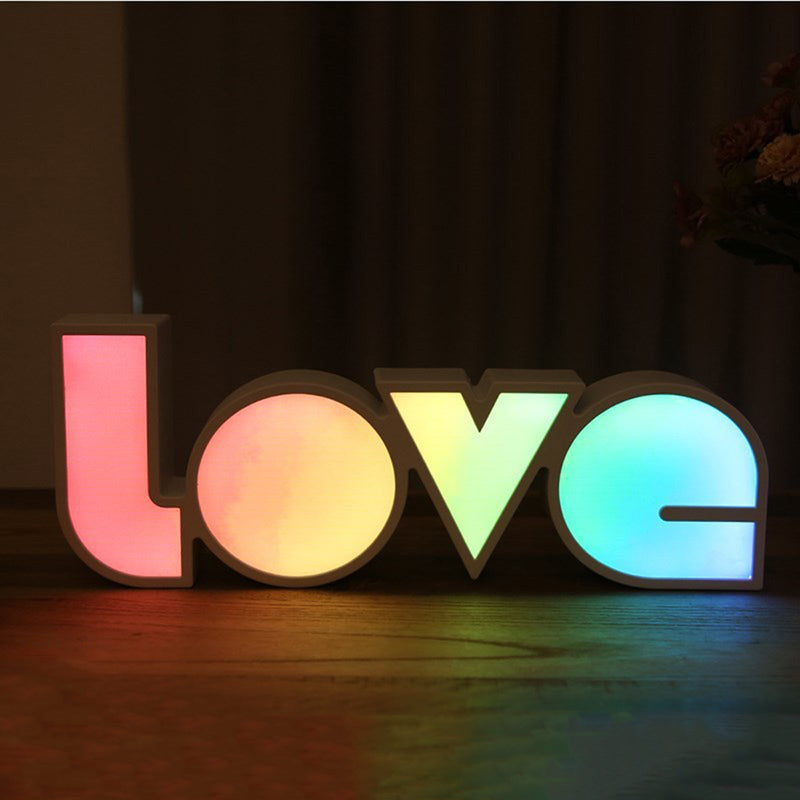 LED Rainbow Neon Sign Light 3D LOVE Bedside Night Light Wedding Party Decoration