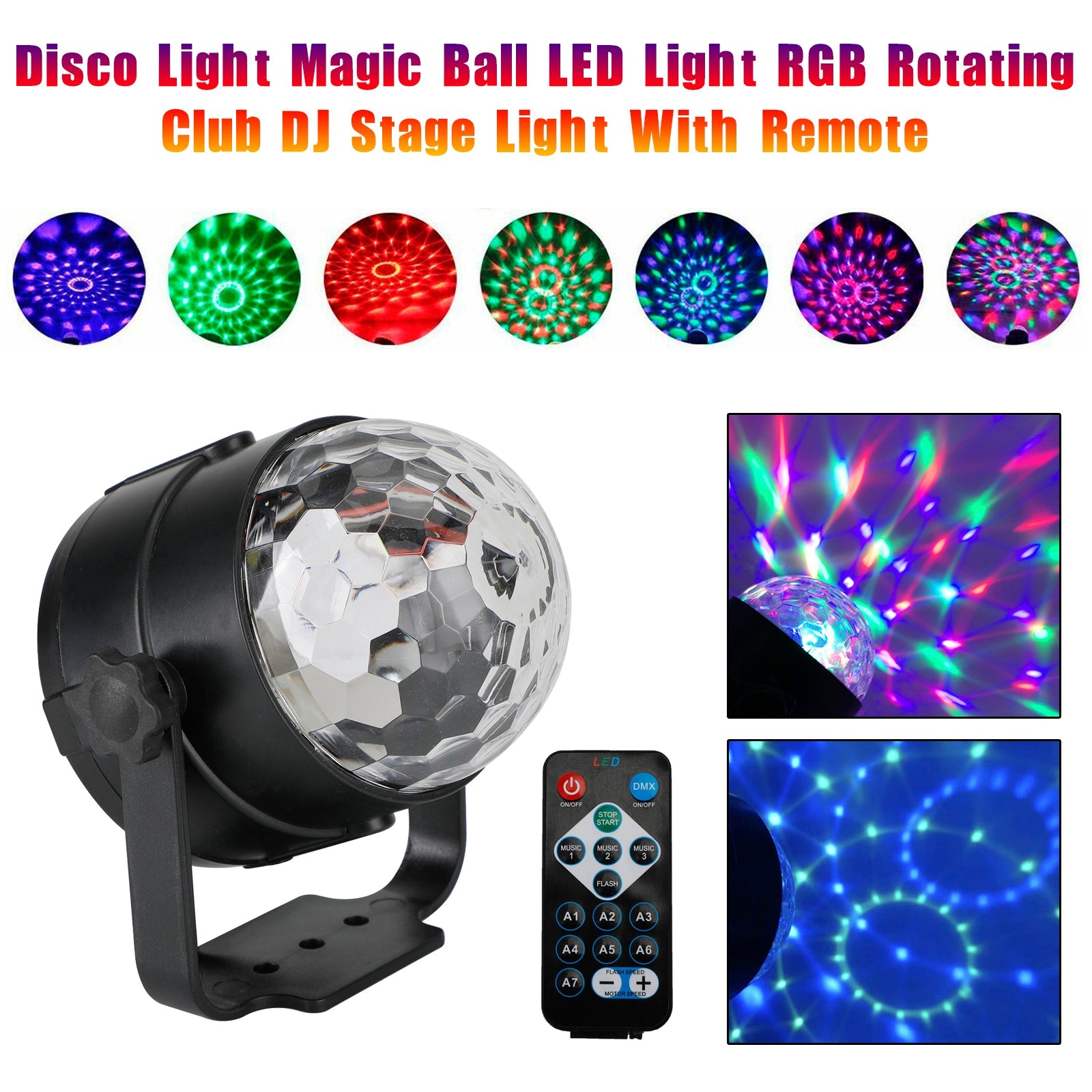 Disco Light Magic Ball LED Light RGB Rotating Club DJ Stage Light With Remote