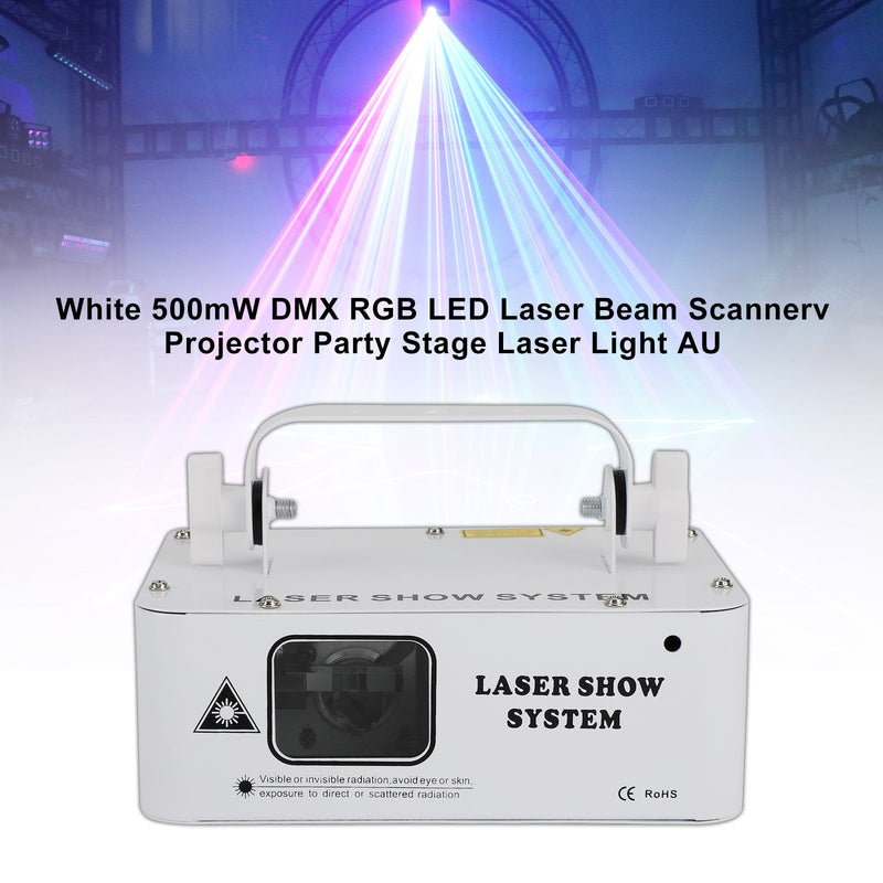 Blanco 500mW DMX RGB LED Laser Beam Scanner Proyector Party Stage Laser Light AU