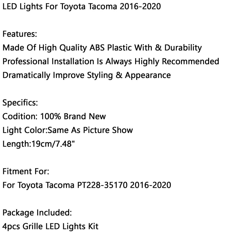Juego de 4 luces LED compatibles con rejilla de parachoques delantero Tacoma 2016-2020 PT228-35170 humo genérico
