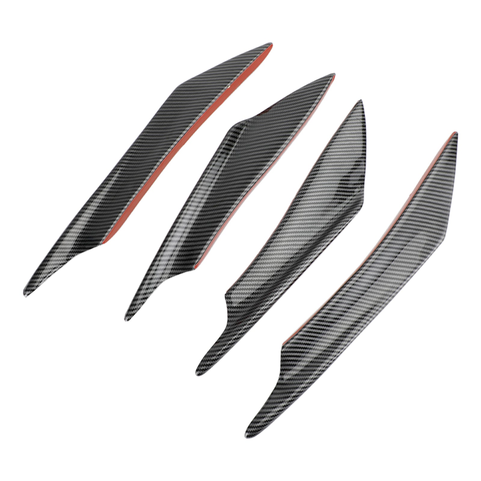 4pcs Universal Front Bumper Fins Body Splitter Spoiler Canards Carbon Fiber Look