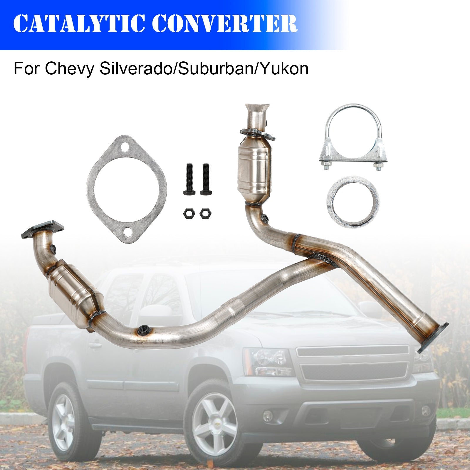 Exhaust Catalytic Converter Y-Pipe For 2007-2009 Chevy Silverado/Suburban/Yukon