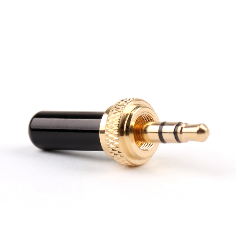 1xSpecial Mini 3.5mm Screw Lock Stereo Jack Plug Gold Plated For Sennheiser Black